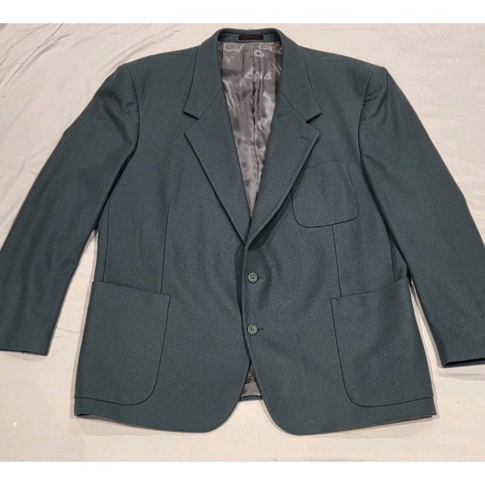 Vintage Teal Blazer Alexander Shields Mens XL Wool Sport Coat Textured Casual